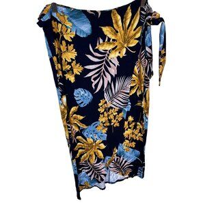 Womens Wrap Skirt Floral Witsmile Tropical Medium Blue Gold Maxi Long